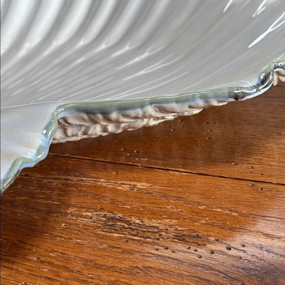 Pottery Barn Under the Sea Scallop Shell Platter Large Plate Clam Ivory 15
